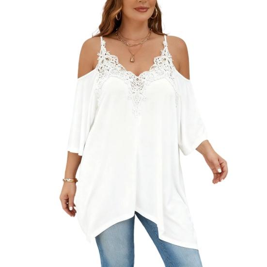 Women Blouse V-Neck 3/4 Sleeves Off Shoulder Straps Pullover Tops Asymmetric Lace Splicing Pure Color Mid-length Summer XXXL белый
Women Blouse V-Neck 3/4 Sleeves Off Shoulder Straps Pullover Tops Asymmetric Lace Splicing Pure Color Mid-length Summer XXXL белый