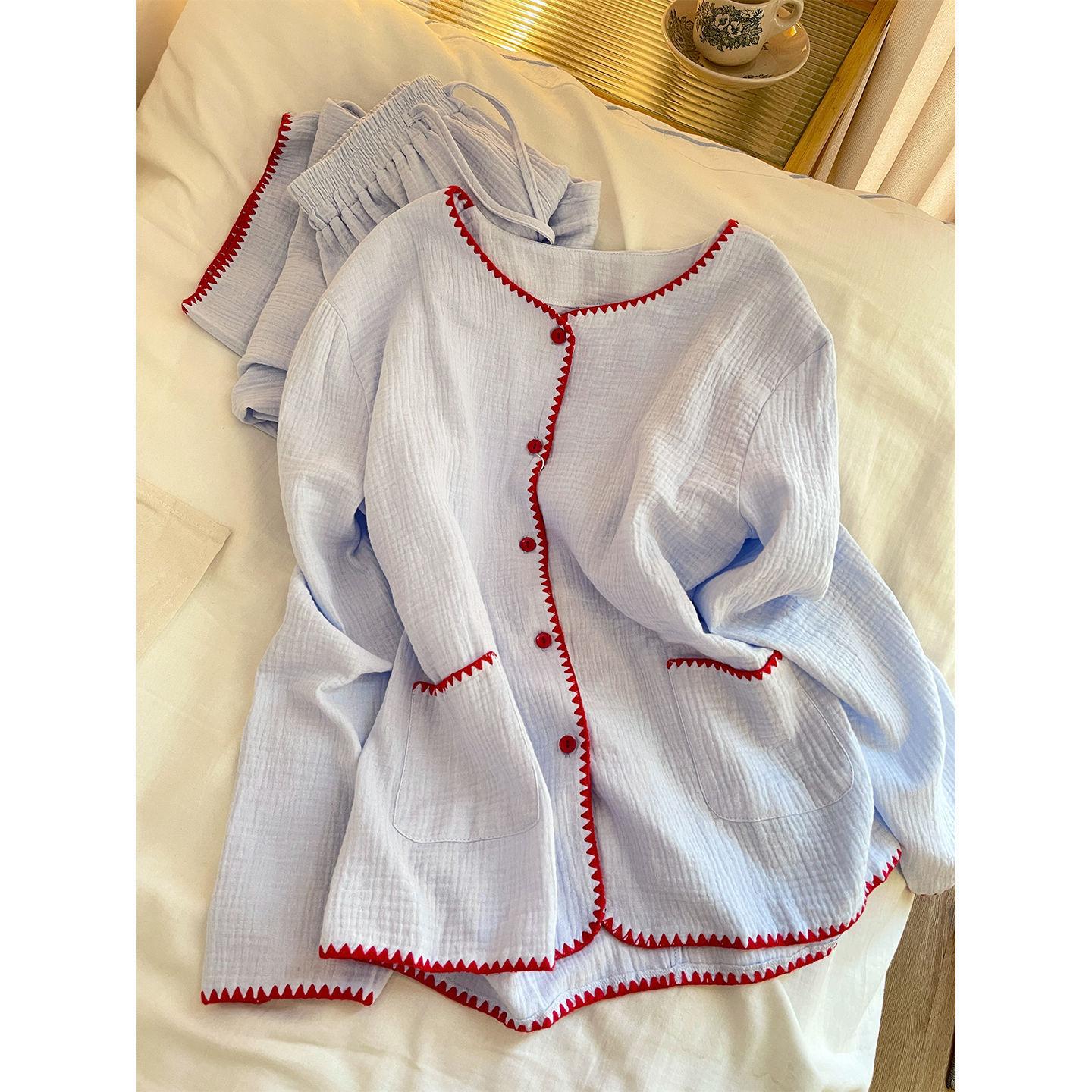 ins casual lazy wind contrasting color long-sleeved pajamas women s spring and autumn models new cotton yarn trousers set in stock M
ins casual lazy wind contrasting color long-sleeved pajamas women s spring and autumn models new cotton yarn trousers set in stock M