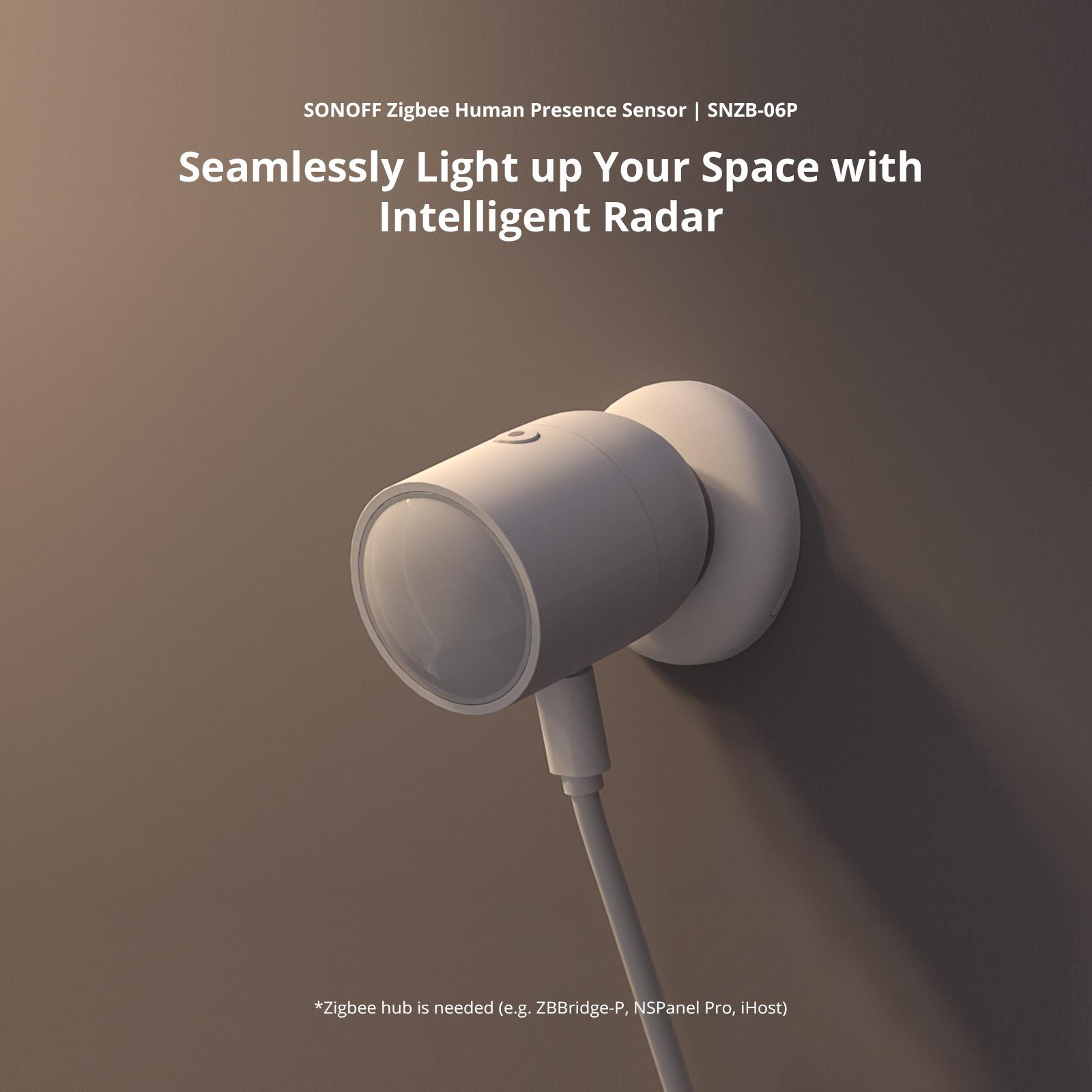 Датчик присутствия человека SONOFF Zigbee SNZB-06P Интеллектуальный детектор движения Микроволновой радар 5,8 ГГц Обнаружение присутствия, требуется концентратор Zigbee
Датчик присутствия человека SONOFF Zigbee SNZB-06P Интеллектуальный детектор движения Микроволновой радар 5,8 ГГц Обнаружение присутствия, требуется концентратор Zigbee