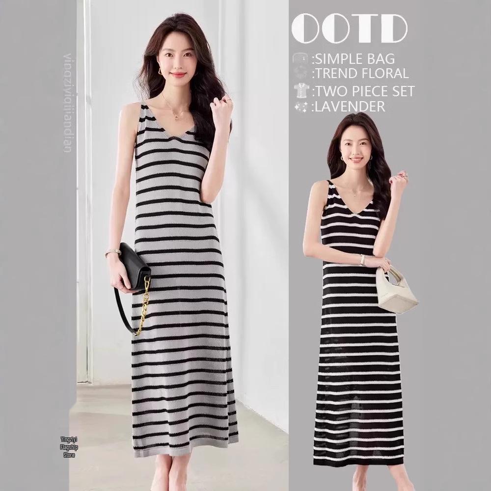 Women s Summer Slim Black Stripe Knit Tank Dress - Long Sleeveless Versatile Design One Size (Recommended for Up to 125 lbs) серый
Women s Summer Slim Black Stripe Knit Tank Dress - Long Sleeveless Versatile Design One Size (Recommended for Up to 125 lbs) серый