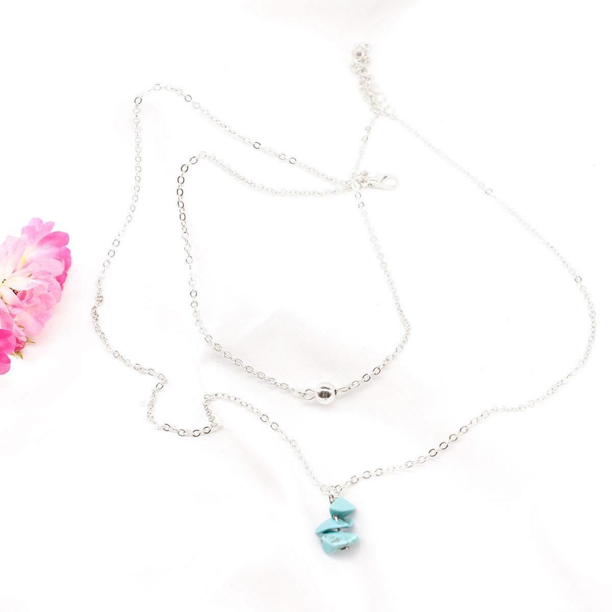 Creative fashion items choker double turquoise ball necklace accessories срібний
Creative fashion items choker double turquoise ball necklace accessories срібний
