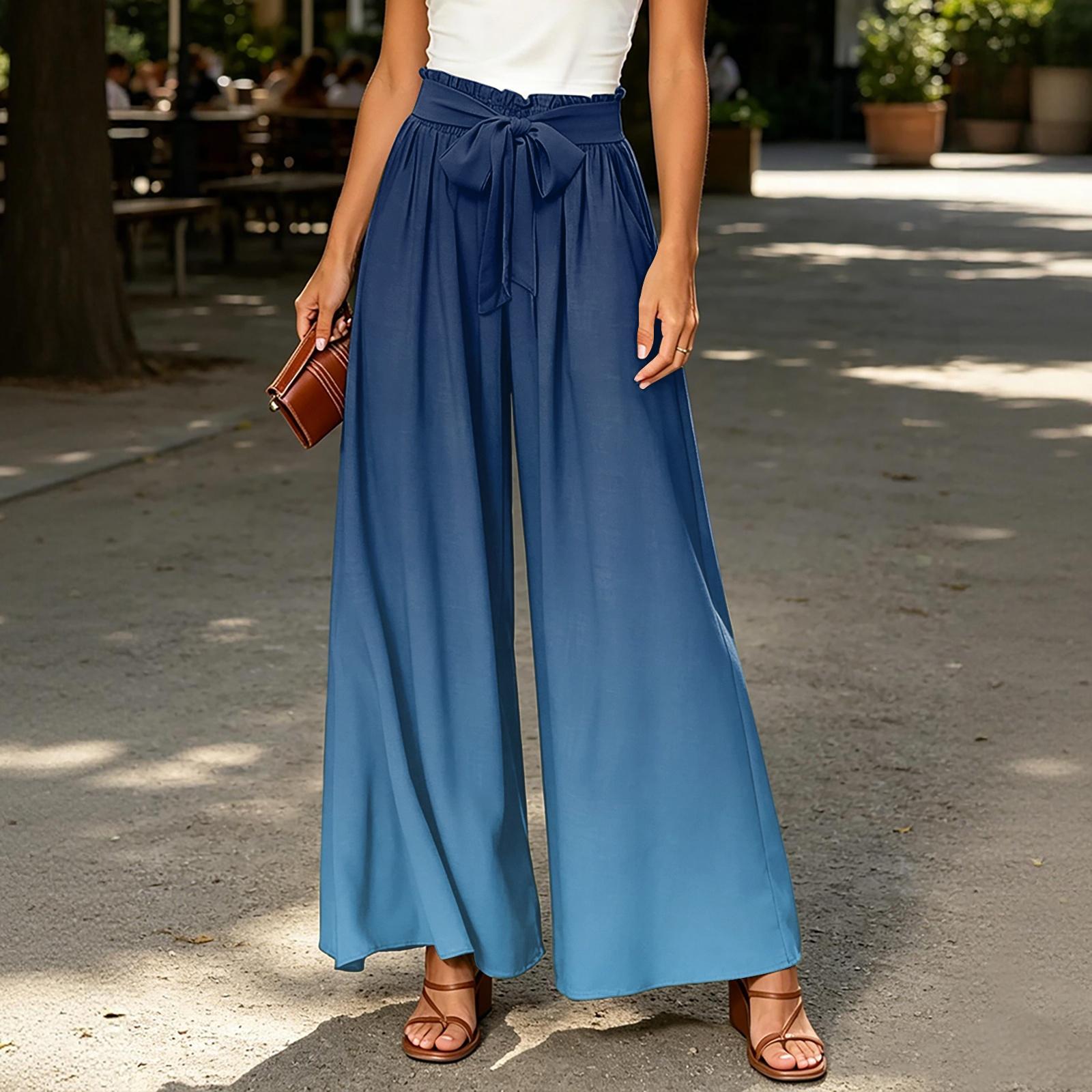 Women s Wide Leg Casual Pants High Waist Tie Belt Loose Fit Lightweight Comfortable Flowing Fabric Bottoms for Everyday Wear M синій
Women s Wide Leg Casual Pants High Waist Tie Belt Loose Fit Lightweight Comfortable Flowing Fabric Bottoms for Everyday Wear M синій