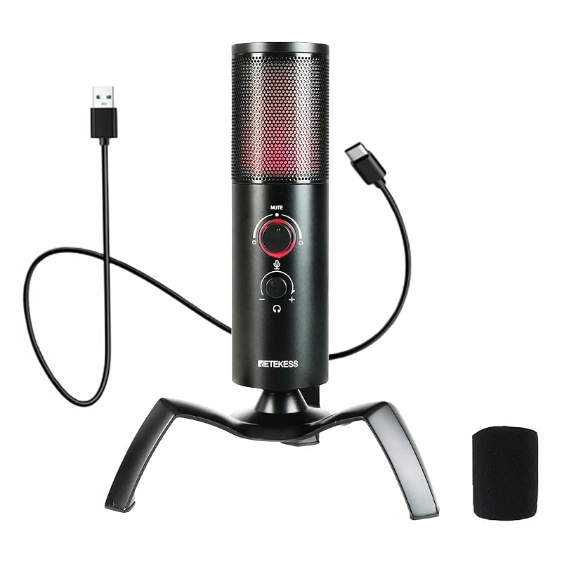 Retekess TG101 usb condenser microphone For PC gaming microphone cardioid omnidirectional High sensitivity Plug and play 360° adjustment Volume
Retekess TG101 usb condenser microphone For PC gaming microphone cardioid omnidirectional High sensitivity Plug and play 360° adjustment Volume