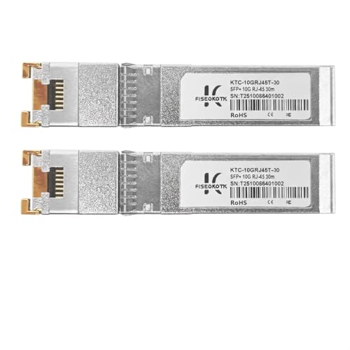 FISEOKO TK 10GBase-T SFP+ Module - RJ-45 SFP+ CAT.6a, Widely Compatible with Cisco, Intel, and Other Broadcom Chips, Low Heat Dissipation, Up to 100 O
FISEOKO TK 10GBase-T SFP+ Module - RJ-45 SFP+ CAT.6a, Widely Compatible with Cisco, Intel, and Other Broadcom Chips, Low Heat Dissipation, Up to 100 O