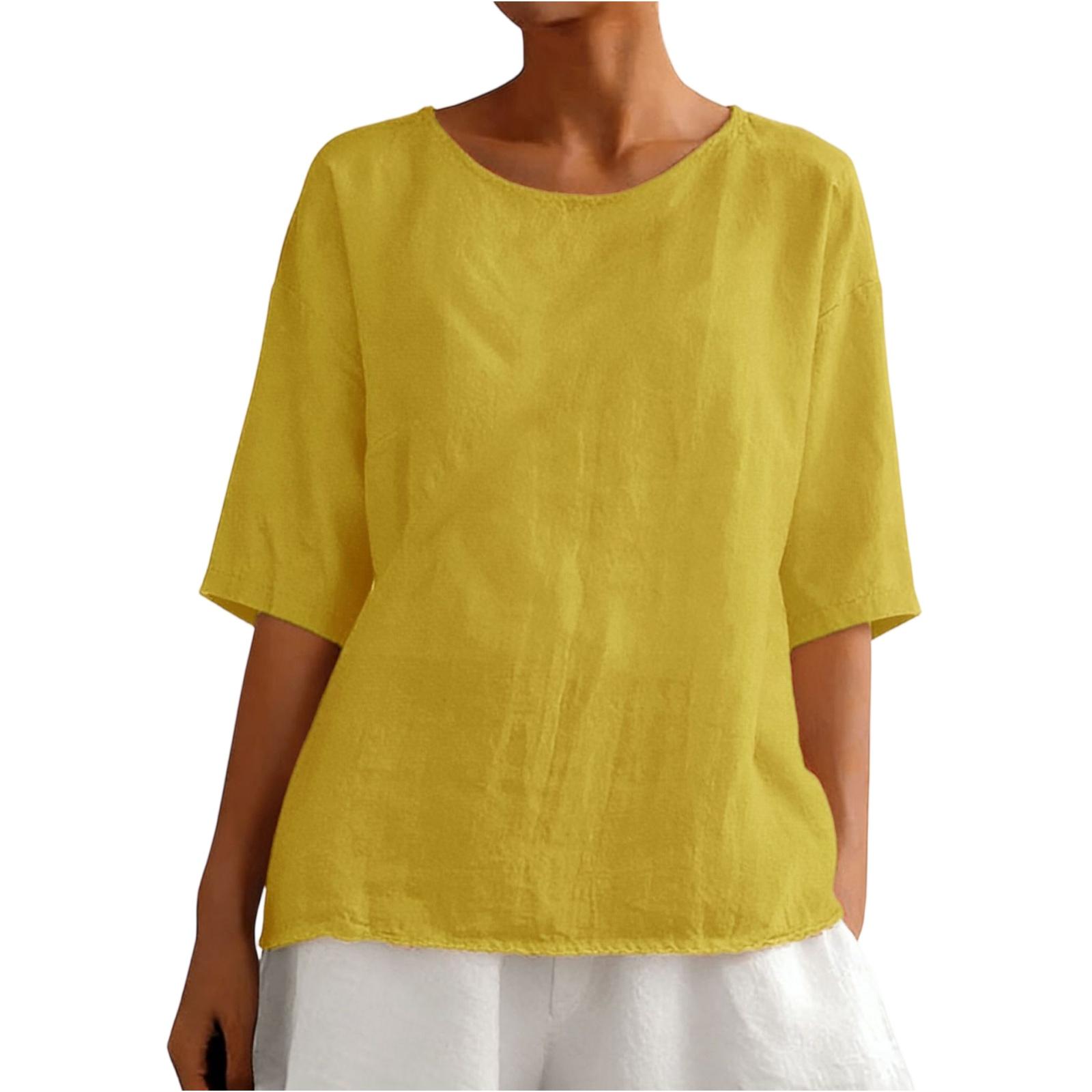 Women s Linen 3/4 Sleeve Blouse R-Neck Summer Casual Tops S жовтий
Women s Linen 3/4 Sleeve Blouse R-Neck Summer Casual Tops S жовтий