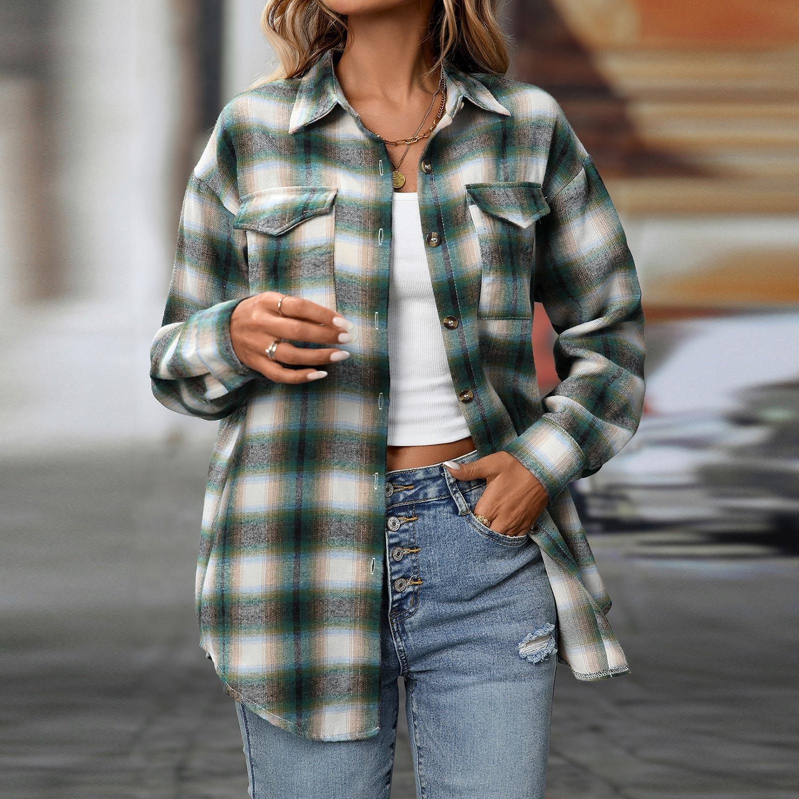 Женская повседневная модная свободная клетчатая рубашка с карманом, топы с длинным рукавом M зелёный
Женская повседневная модная свободная клетчатая рубашка с карманом, топы с длинным рукавом M зелёный