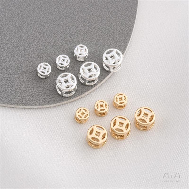 Copper-Plated 14K Gold Color-Preserving Hollow Coin Bead Bracelet with Large Hole Spacer Beads on Woven Leather Cord - DIY Beading Accessories.
Copper-Plated 14K Gold Color-Preserving Hollow Coin Bead Bracelet with Large Hole Spacer Beads on Woven Leather Cord - DIY Beading Accessories.