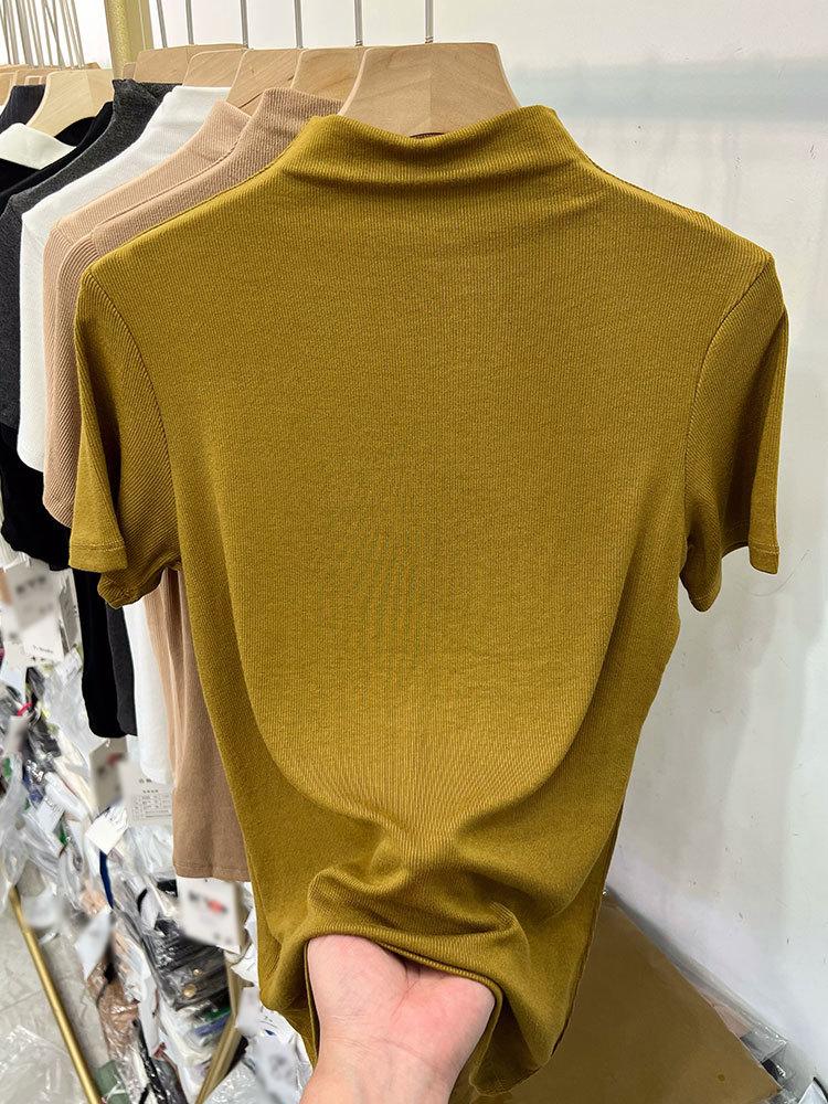 Semi-turtleneck solid color threaded elastic soft waxy short-sleeved T-shirt women s summer 2025 new slim-fit knitted bottoming shirt XL
Semi-turtleneck solid color threaded elastic soft waxy short-sleeved T-shirt women s summer 2025 new slim-fit knitted bottoming shirt XL
