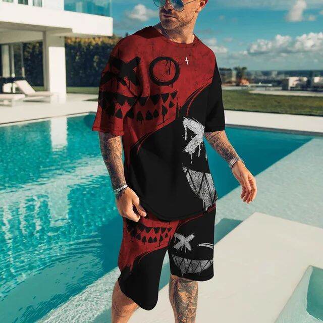 Casual sports shorts set 3D printed comfortable loose men s summer T-shirt set round neck short sleeved daily wear L
Casual sports shorts set 3D printed comfortable loose men s summer T-shirt set round neck short sleeved daily wear L