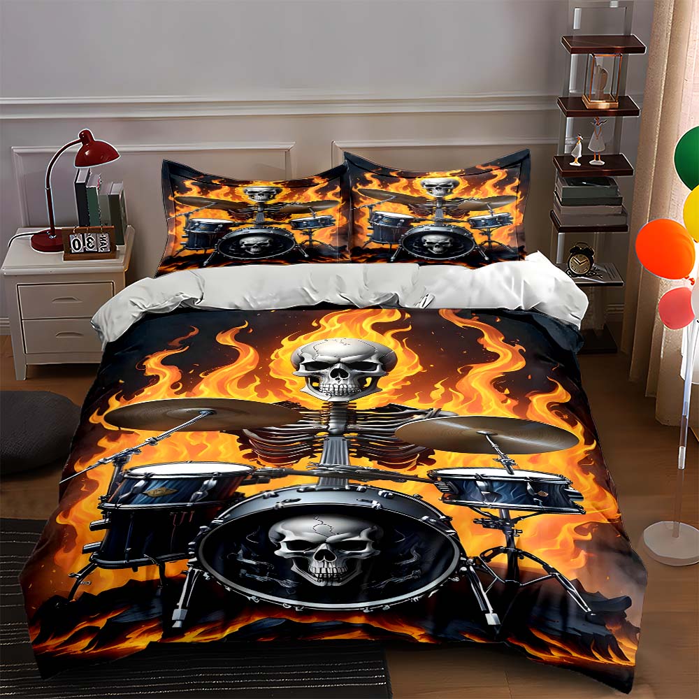 Skeleton flaming drums. Bedding Duvet cover sets Duvet covers Pillowcases gifts (1 * Duvet Cover 2 * Pillowcases, without duvet insert) 135x200cm
Skeleton flaming drums. Bedding Duvet cover sets Duvet covers Pillowcases gifts (1 * Duvet Cover 2 * Pillowcases, without duvet insert) 135x200cm