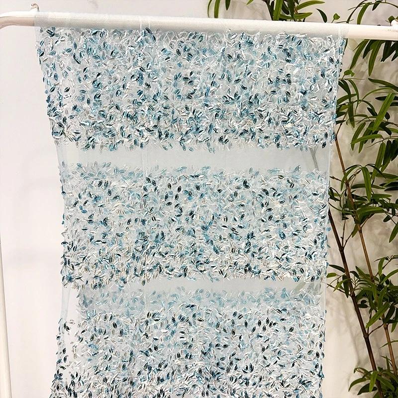 Вышитая ткань с пайетками для DIY, вертикальная вышитая бисером ткань, скатерть, одежда, платье, свадебные платья, швейная ткань 1Yard синий
Вышитая ткань с пайетками для DIY, вертикальная вышитая бисером ткань, скатерть, одежда, платье, свадебные платья, швейная ткань 1Yard синий