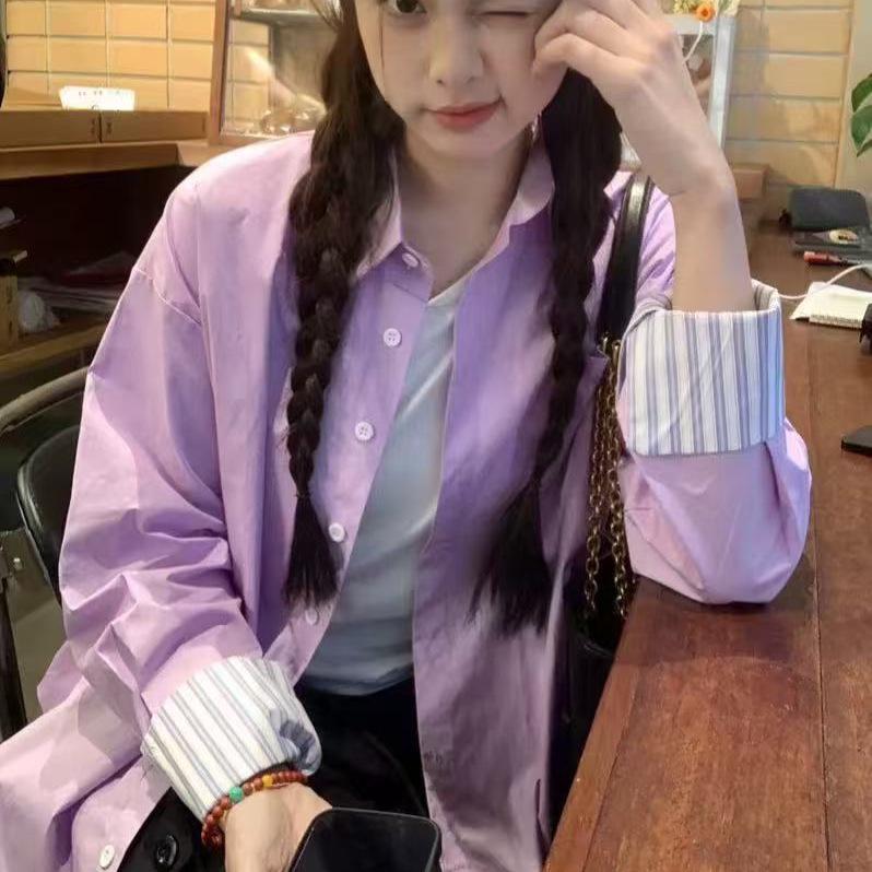 Women s Loose Fit Purple Striped Polo Collar Long Sleeve Shirt - Spring 2024 Collection S
Women s Loose Fit Purple Striped Polo Collar Long Sleeve Shirt - Spring 2024 Collection S