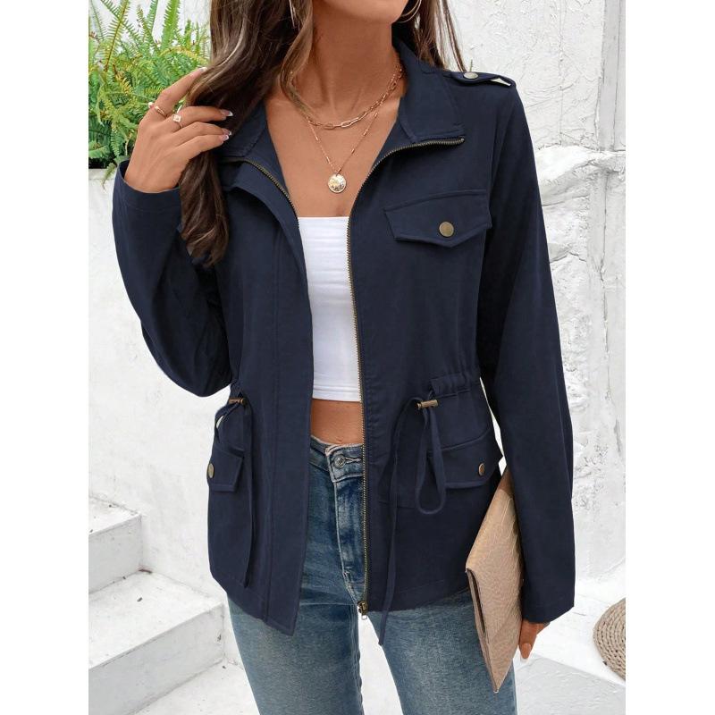 New in autumn and winter, solid color long-sleeved casual drawstring waist, coat. 2XL темно-синього кольору
New in autumn and winter, solid color long-sleeved casual drawstring waist, coat. 2XL темно-синього кольору