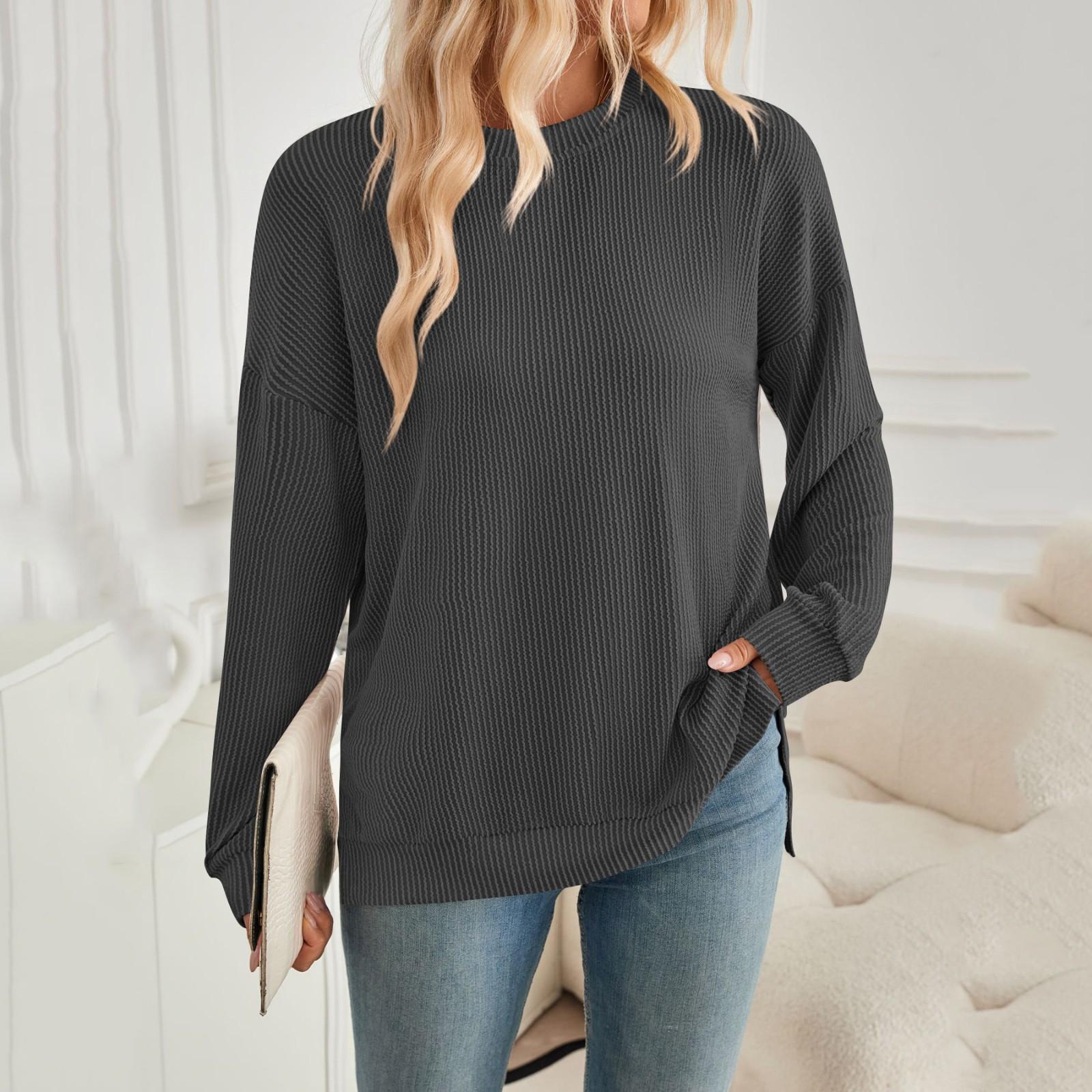 Женская мода круглый вырез в полоску с разрезом длинный рукав свободный свитшот топ L
Женская мода круглый вырез в полоску с разрезом длинный рукав свободный свитшот топ L