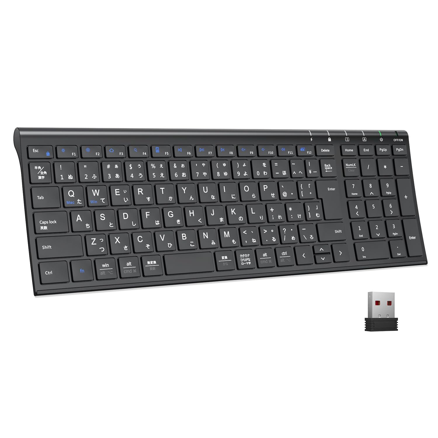 iClever Wireless Wireless with Numeric Japanese JIS Media Windows Japanese Instruction Black GKJ22B Keyboard, Keyboard, 2.4GHz (Приймач в комплекті)
iClever Wireless Wireless with Numeric Japanese JIS Media Windows Japanese Instruction Black GKJ22B Keyboard, Keyboard, 2.4GHz (Приймач в комплекті)