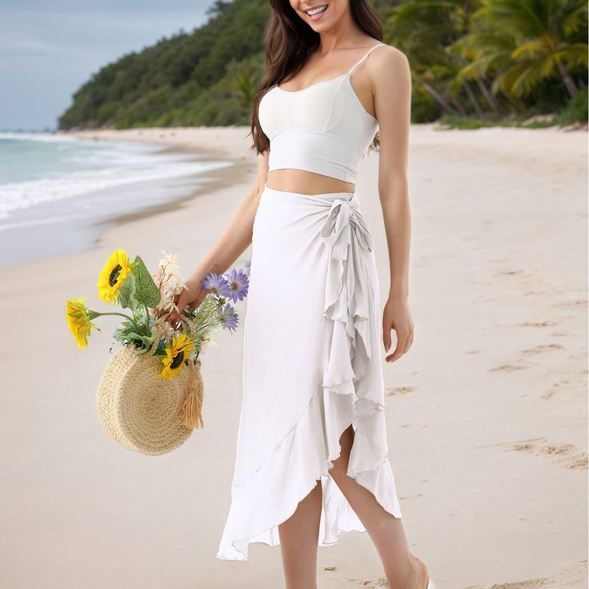 Beach Towel, Seaside Vacation Sun Protection Shawl, One-piece Apron, Ruffled Edge Sarong one size білий
Beach Towel, Seaside Vacation Sun Protection Shawl, One-piece Apron, Ruffled Edge Sarong one size білий