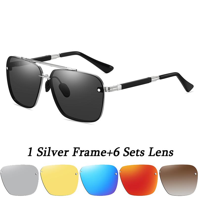 6 пар линз, магнитные сменные линзы, мужские солнцезащитные очки для вождения в металлической оправе серебряный
6 пар линз, магнитные сменные линзы, мужские солнцезащитные очки для вождения в металлической оправе серебряный