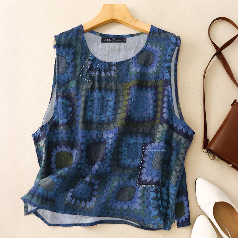ZANZEA Women Ethnic Print Summer Casual Round Neck Sleeveless Tank Tops 2XL синій
ZANZEA Women Ethnic Print Summer Casual Round Neck Sleeveless Tank Tops 2XL синій