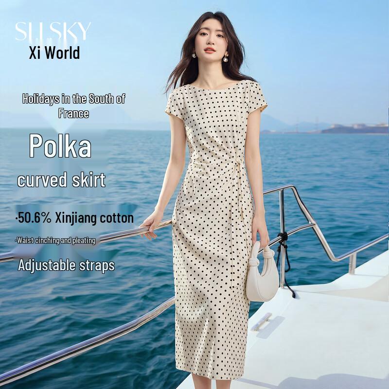Women s French Style Polka Dot Short Sleeve Midi Dress S
Women s French Style Polka Dot Short Sleeve Midi Dress S