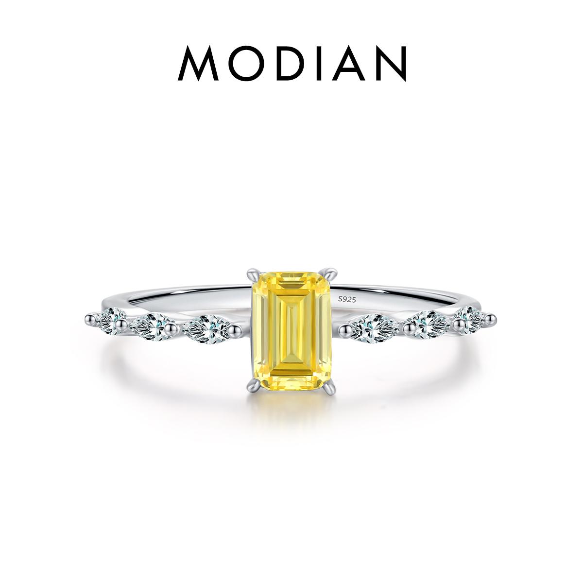 MODIAN Real 925 Silver Exquisite Sparkling Emerald Cut Pink Yellow Zirconia Ring For Women Wedding Luxury Fine Jewelry 5
MODIAN Real 925 Silver Exquisite Sparkling Emerald Cut Pink Yellow Zirconia Ring For Women Wedding Luxury Fine Jewelry 5