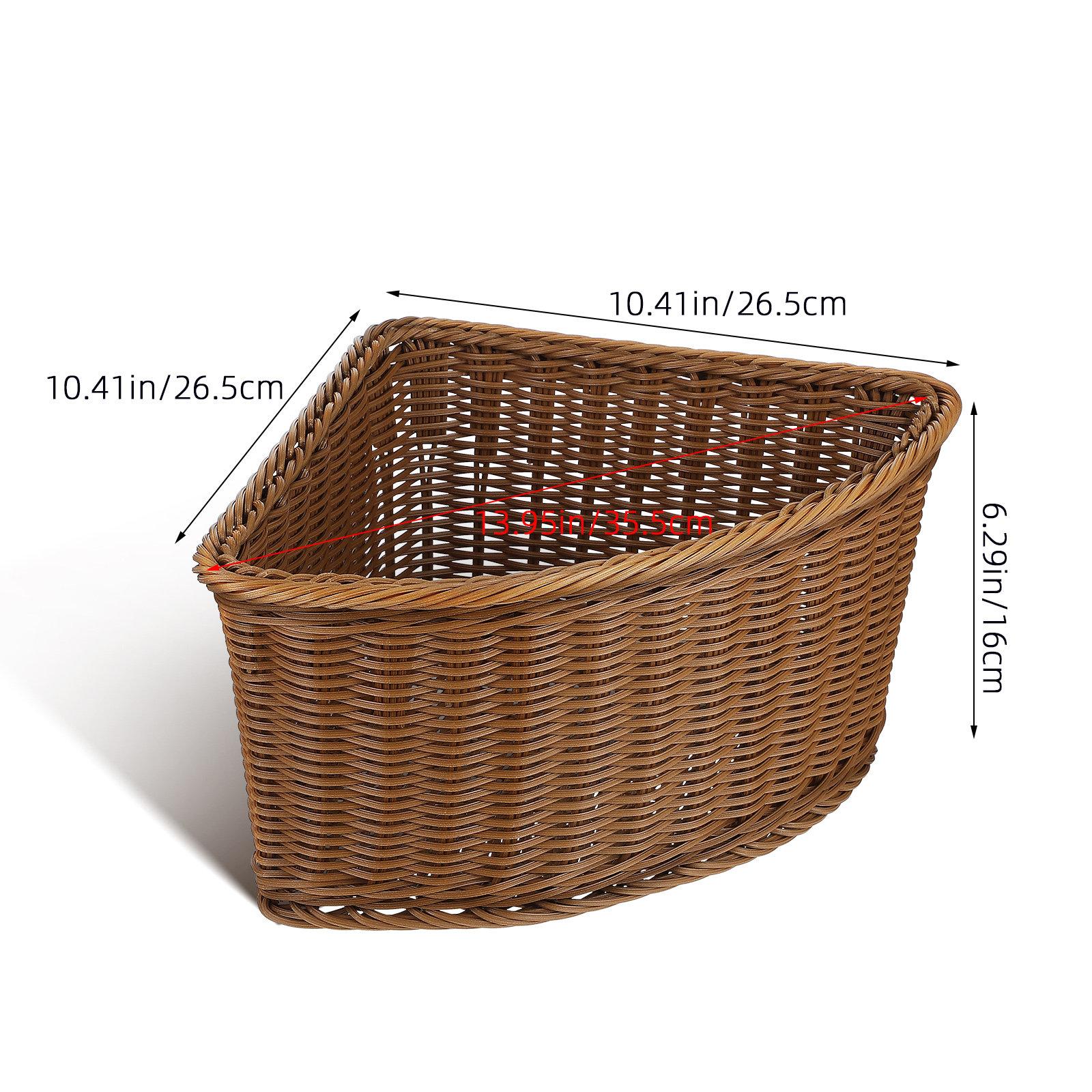 Corner Storage Basket 14x10x6 in Triangular Fan-Shaped Bin for Shelf Wardrobe Closet Bathroom Kitchen Snack Cosmetics Organizer
Corner Storage Basket 14x10x6 in Triangular Fan-Shaped Bin for Shelf Wardrobe Closet Bathroom Kitchen Snack Cosmetics Organizer