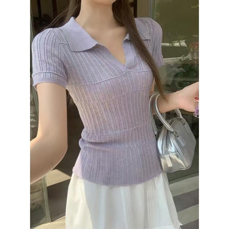 Polo Collar Off-the-shoulder Knitted Short-sleeved T-shirt for Women s Summer, A New Button-textured Slim-fit Top One size фіолетовий
Polo Collar Off-the-shoulder Knitted Short-sleeved T-shirt for Women s Summer, A New Button-textured Slim-fit Top One size фіолетовий