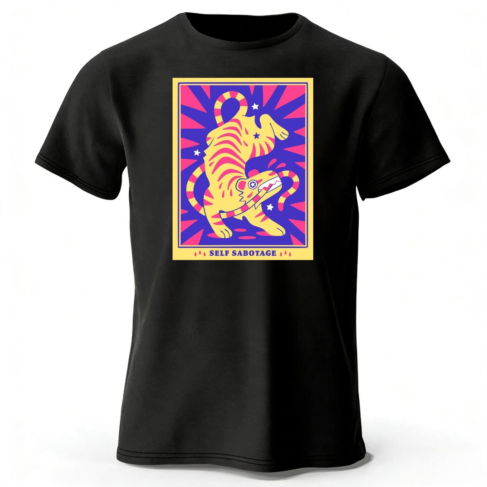 Mens Retro Tarot Card Tiger Print Pure Cotton Tshirt Fitness Sports Breathable Short Sleeved Oneck Tshirt Casual Wear S
Mens Retro Tarot Card Tiger Print Pure Cotton Tshirt Fitness Sports Breathable Short Sleeved Oneck Tshirt Casual Wear S