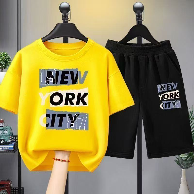 Summer children s personalized cartoon letter printed T-shirt and shorts 140
Summer children s personalized cartoon letter printed T-shirt and shorts 140