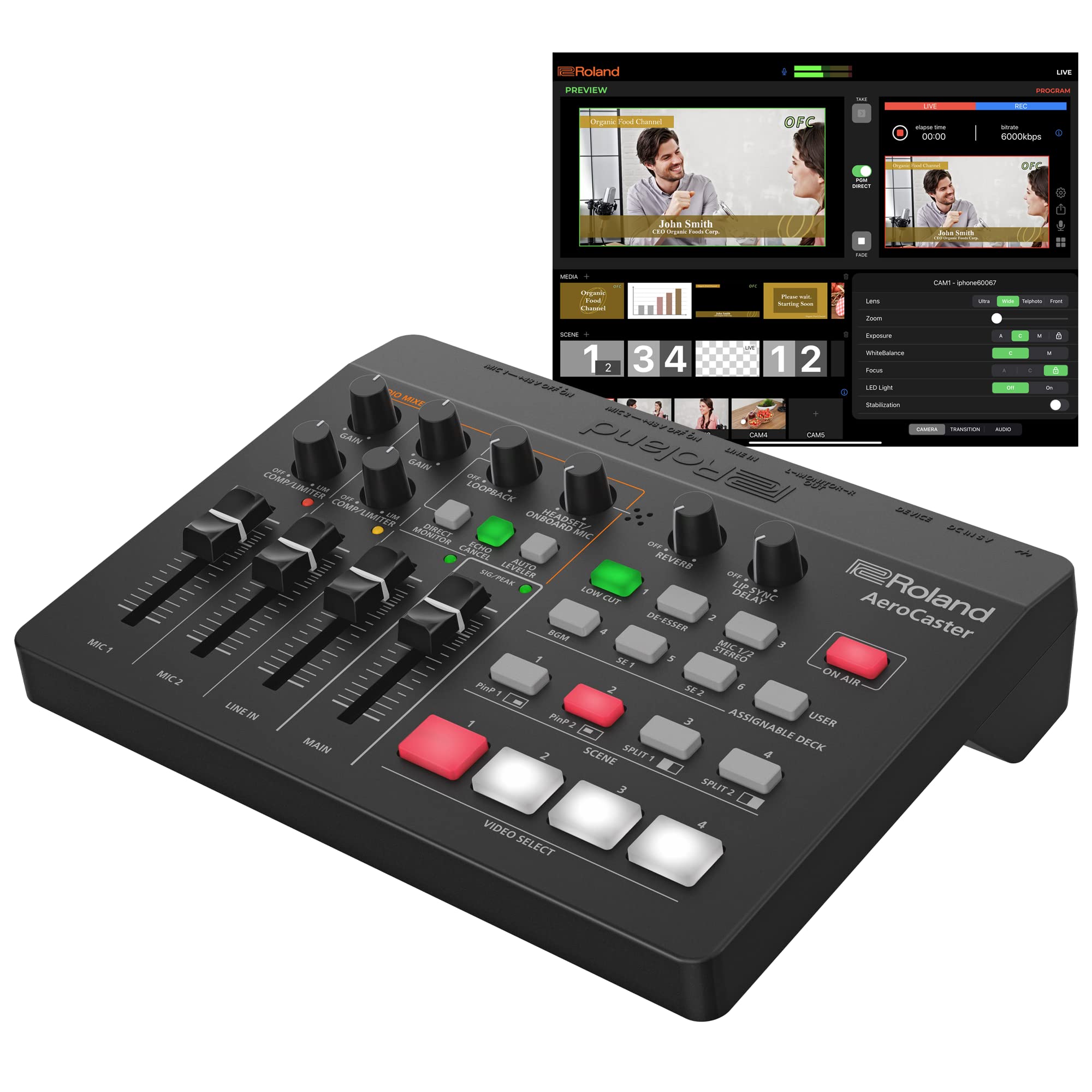 Roland Roland Aero Caster Реалізує запис і пряму трансляцію в системі розподілу, яку можна налаштувати за допомогою конфігурації, поєднавши її чорний
Roland Roland Aero Caster Реалізує запис і пряму трансляцію в системі розподілу, яку можна налаштувати за допомогою конфігурації, поєднавши її чорний