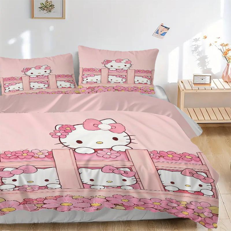 3pcs Pink flowers and Hello Kitty Printed Quilt Set - Includes 1 Quilt Cover and 2 Pillowcases, Machine Washable - Suitable for All Seasons.W071 135x200cm
3pcs Pink flowers and Hello Kitty Printed Quilt Set - Includes 1 Quilt Cover and 2 Pillowcases, Machine Washable - Suitable for All Seasons.W071 135x200cm