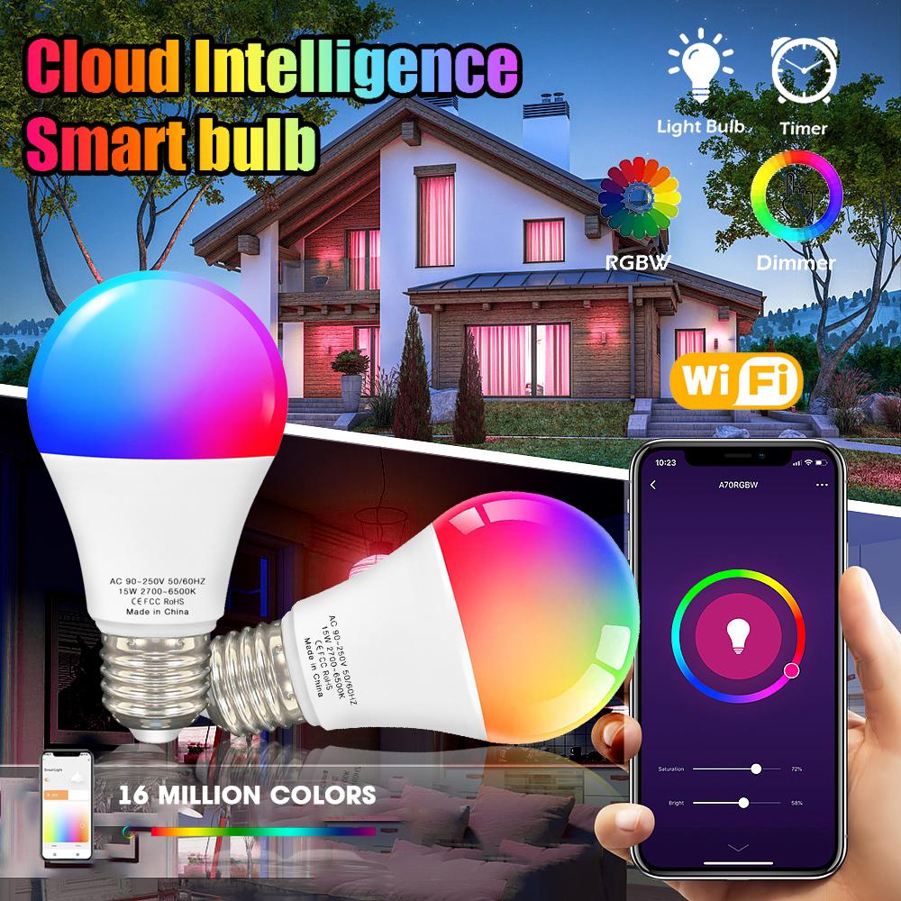 15W WiFi Умная лампочка B22 E27 Светодиодная RGB лампа Работа с Alexa / Google Home RGB + Белая затемняемая цветная лампа
15W WiFi Умная лампочка B22 E27 Светодиодная RGB лампа Работа с Alexa / Google Home RGB + Белая затемняемая цветная лампа