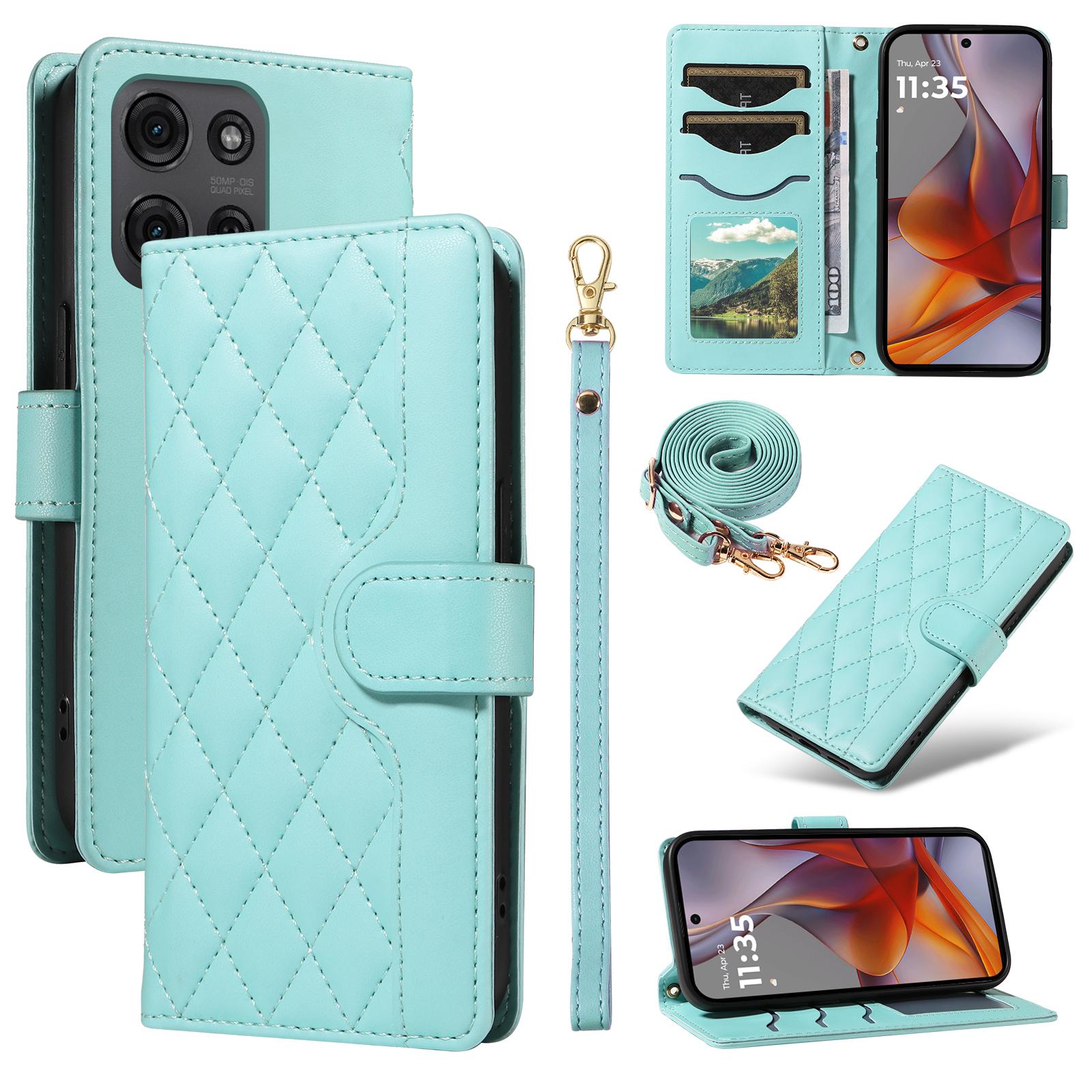 For Motorola Moto G75 5G Wallet Case Rhombus Leather Phone Cover with Shoulder Strap,Wrist Strap Green
For Motorola Moto G75 5G Wallet Case Rhombus Leather Phone Cover with Shoulder Strap,Wrist Strap Green