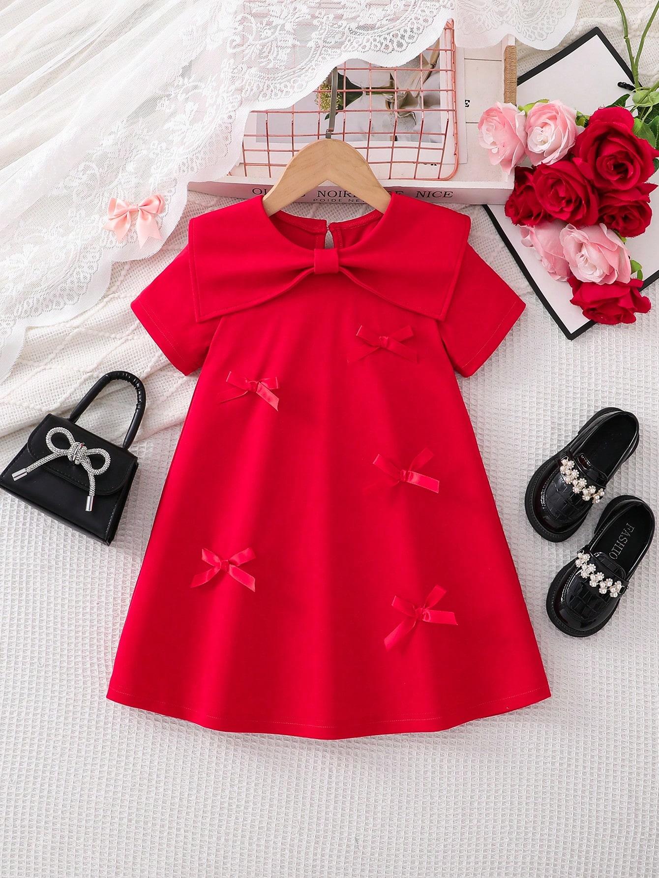 Young Girl s Casual, Stylish, and Cute Style: Short-Sleeved Red A-Line Dress with Large Bow Design and Peter Pan Collar for Spring/Summer 7Y червоний
Young Girl s Casual, Stylish, and Cute Style: Short-Sleeved Red A-Line Dress with Large Bow Design and Peter Pan Collar for Spring/Summer 7Y червоний