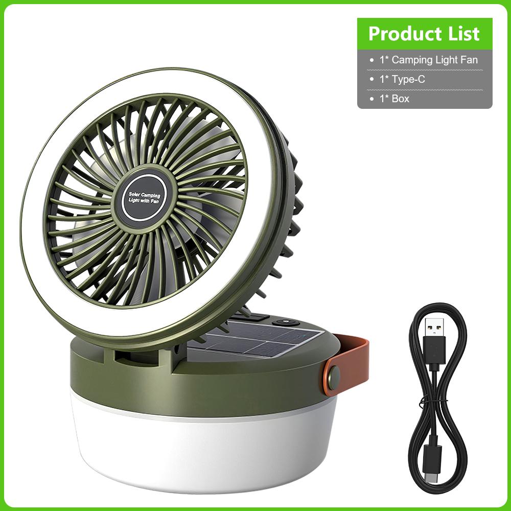 Portable Solar Powered Fan Light 2in1 LED Lantern 3 Speed 4 Light Mode Type-C Rechargeable 3000mAh Waterproof for Camping Hiking
Portable Solar Powered Fan Light 2in1 LED Lantern 3 Speed 4 Light Mode Type-C Rechargeable 3000mAh Waterproof for Camping Hiking