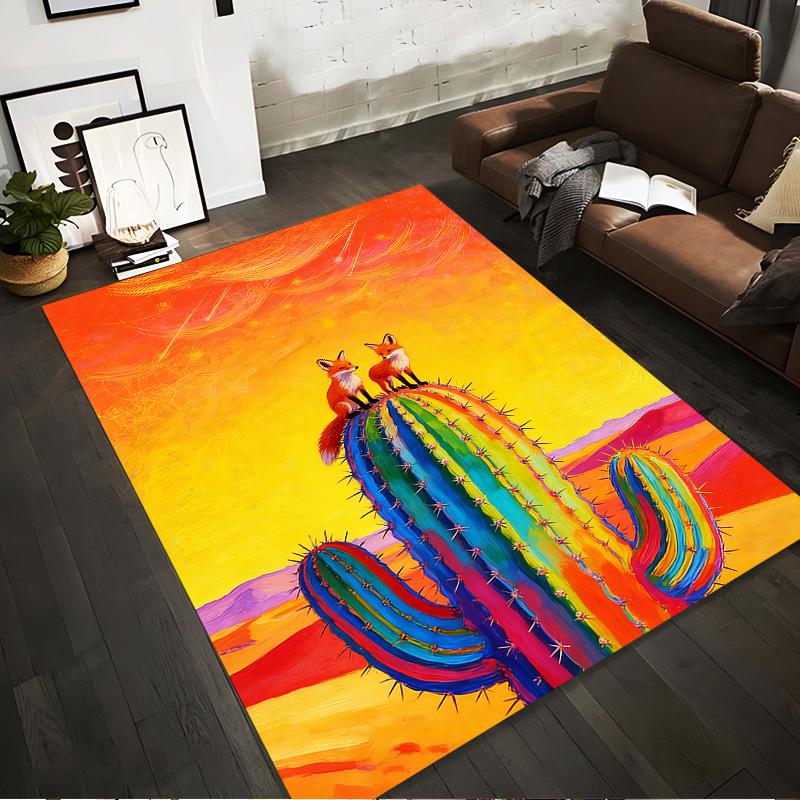 Colorful Cactus Carpet with Foxes on Sunset Background Art Design Suitable for use as an anti-slip for living room bedroom sofas 40x60cm( 15x23in )
Colorful Cactus Carpet with Foxes on Sunset Background Art Design Suitable for use as an anti-slip for living room bedroom sofas 40x60cm( 15x23in )
