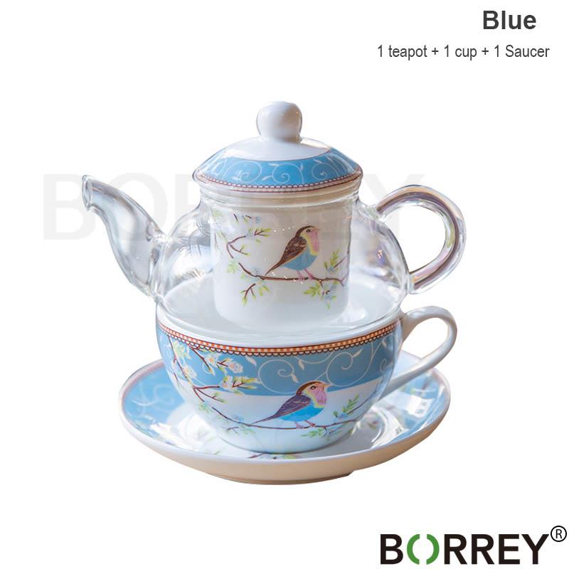 BORREY цветочный чайник, керамическая чашка, блюдце, термостойкое стекло, чайник с фильтром, фарфоровая офисная кофейная чашка, кружка, сервиз послеобеденного чая