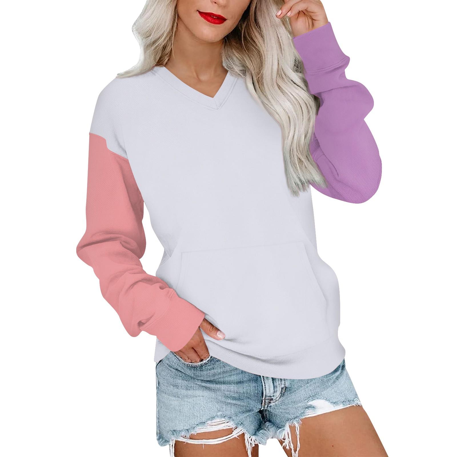 Жіночий повсякденний модний світшот з V-подібним вирізом, довгим рукавом та кольоровим блокуванням, легкий пуловер з кишенями L фіолетовий
Жіночий повсякденний модний світшот з V-подібним вирізом, довгим рукавом та кольоровим блокуванням, легкий пуловер з кишенями L фіолетовий