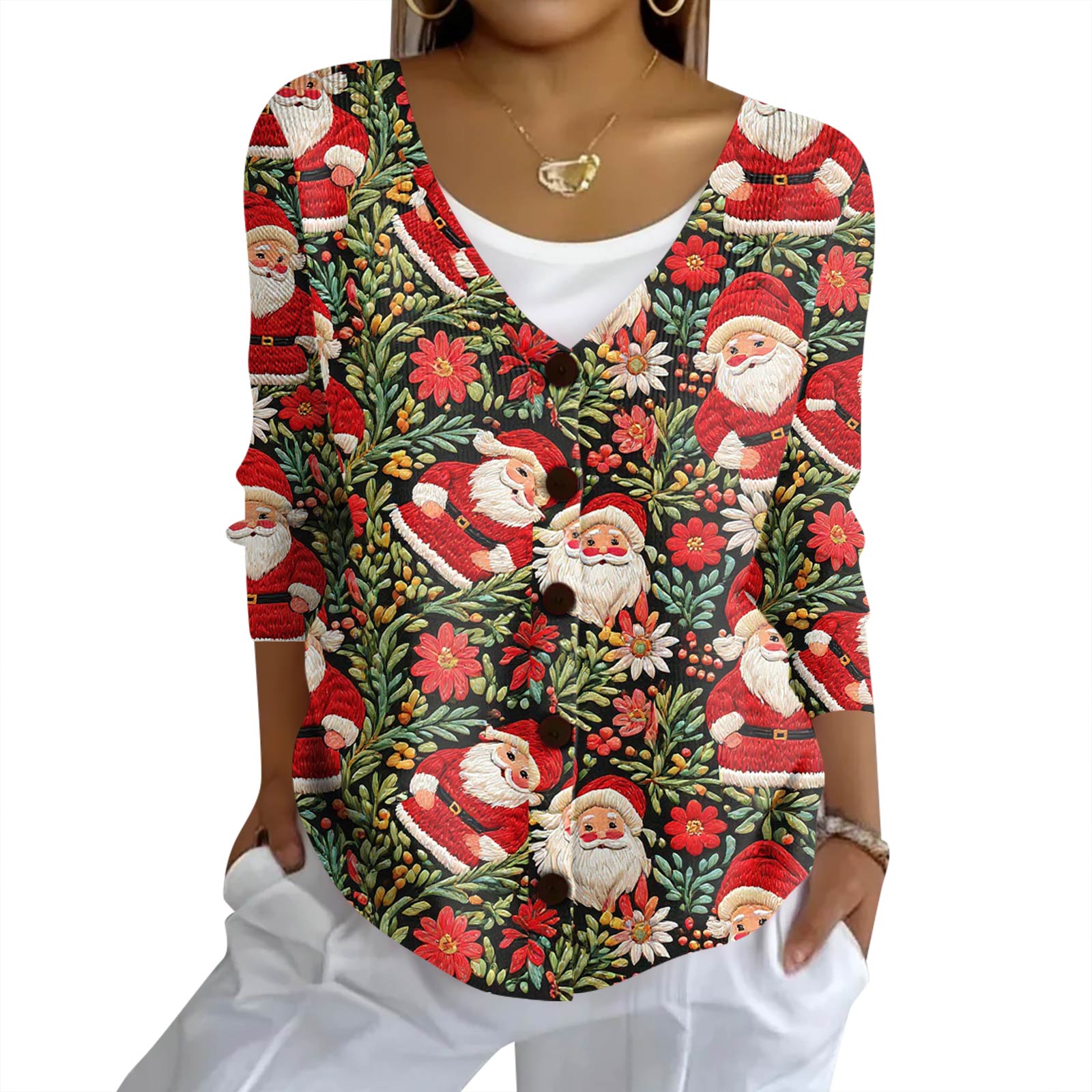 Женский модный повседневный вязаный свитер на пуговицах, кардиган-жакет с рождественским принтом XXL
Женский модный повседневный вязаный свитер на пуговицах, кардиган-жакет с рождественским принтом XXL