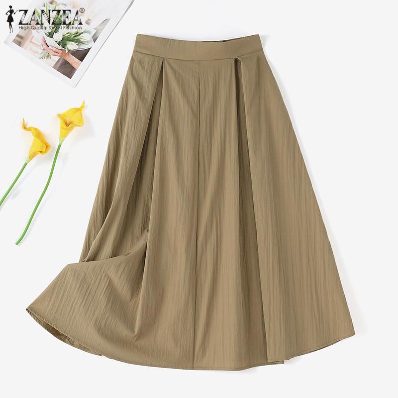 ZANZEA женские повседневные свободные летние юбки трапециевидной формы с эластичной резинкой на талии