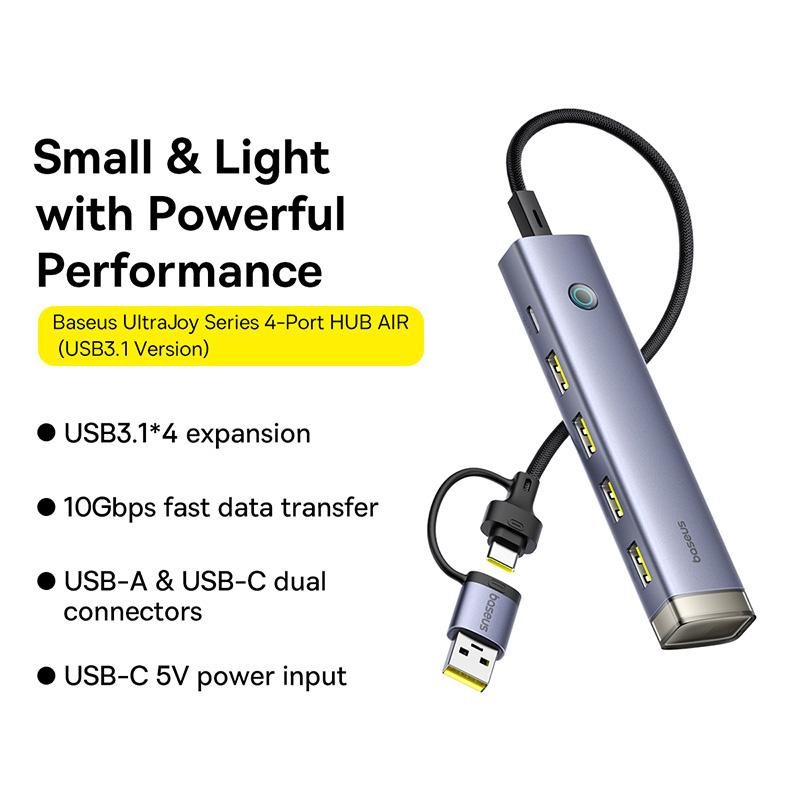 BASEUS HUB AIR 4-In-1 USB+Type-C Adapter Hub to 4xUSB 3.1+Type-C 5V Power Supply As Shown A
BASEUS HUB AIR 4-In-1 USB+Type-C Adapter Hub to 4xUSB 3.1+Type-C 5V Power Supply As Shown A