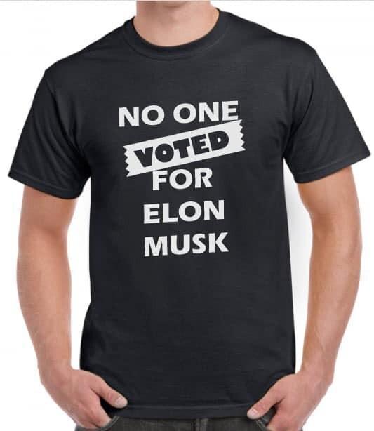 Никто не голосовал за Илона Маска Смешная футболка Протест Трампа L
Никто не голосовал за Илона Маска Смешная футболка Протест Трампа L