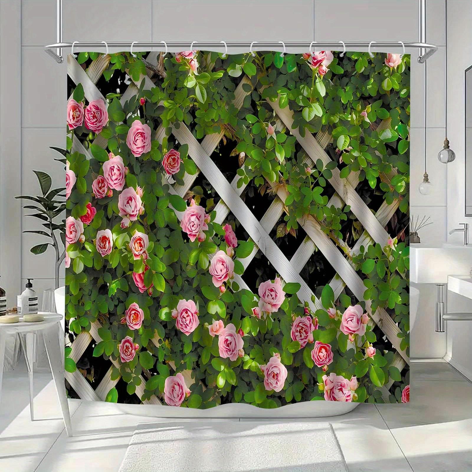 1pc Modern Rose & Greenery Shower Curtain - Elegant Polyester Bathroom Decor with Lattice Design, Machine Washable 90X180CM
1pc Modern Rose & Greenery Shower Curtain - Elegant Polyester Bathroom Decor with Lattice Design, Machine Washable 90X180CM