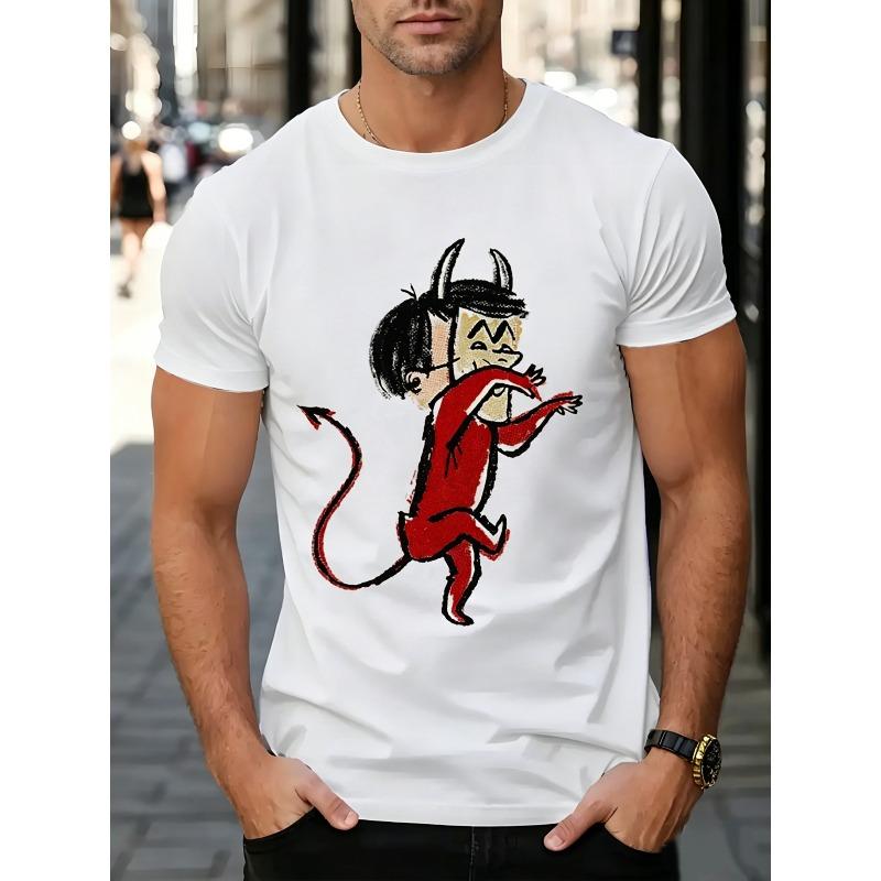 Men S Retro Pattern T-Shirt - Funny Cartoon Demon Design, Soft Fabric, Casual Short Sleeve Tee, All-Season Wear, Machine Washable 4XL білий
Men S Retro Pattern T-Shirt - Funny Cartoon Demon Design, Soft Fabric, Casual Short Sleeve Tee, All-Season Wear, Machine Washable 4XL білий