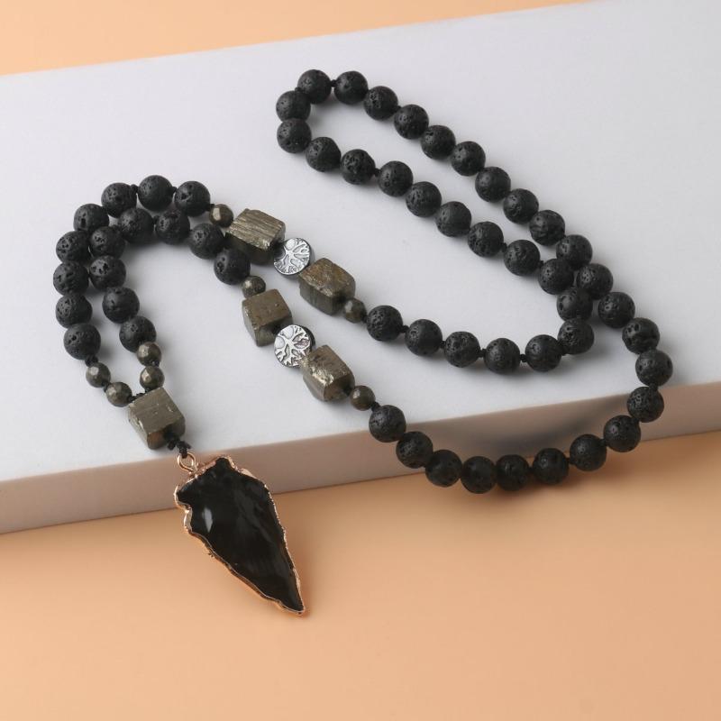 Obsidian Arrowhead Pendant Mala Necklace – Lava Rock Pyrite Beaded Healing Jewelry, Boho Protection Gift for Men Women чорний
Obsidian Arrowhead Pendant Mala Necklace – Lava Rock Pyrite Beaded Healing Jewelry, Boho Protection Gift for Men Women чорний