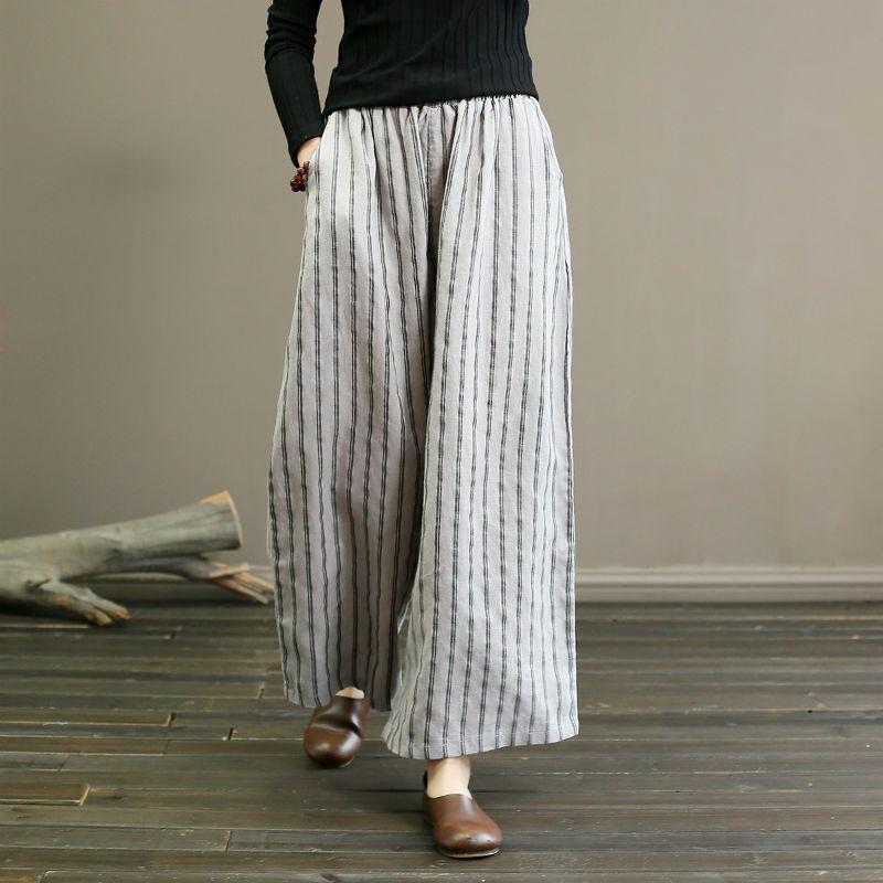 2023 Spring Women s Plus Size Striped Wide-Leg Linen Trousers with Elastic Waist for a Slimming Look Extra Large сірий колір
2023 Spring Women s Plus Size Striped Wide-Leg Linen Trousers with Elastic Waist for a Slimming Look Extra Large сірий колір