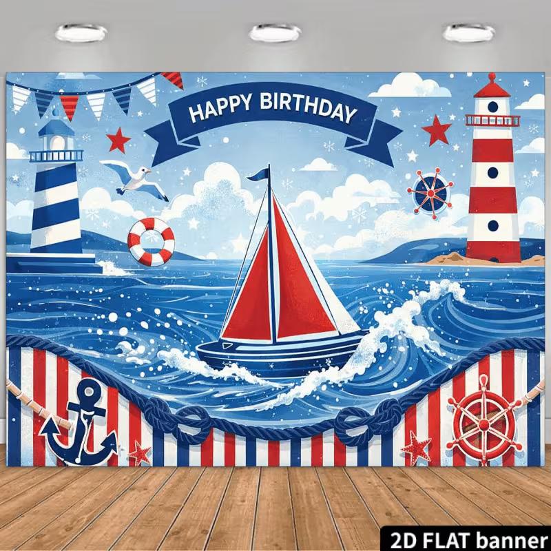 2D Nautical Theme Happy Birthday Backdrop Sailboat Lighthouse Decor 47.2x31.5inch/120*80cm
2D Nautical Theme Happy Birthday Backdrop Sailboat Lighthouse Decor 47.2x31.5inch/120*80cm