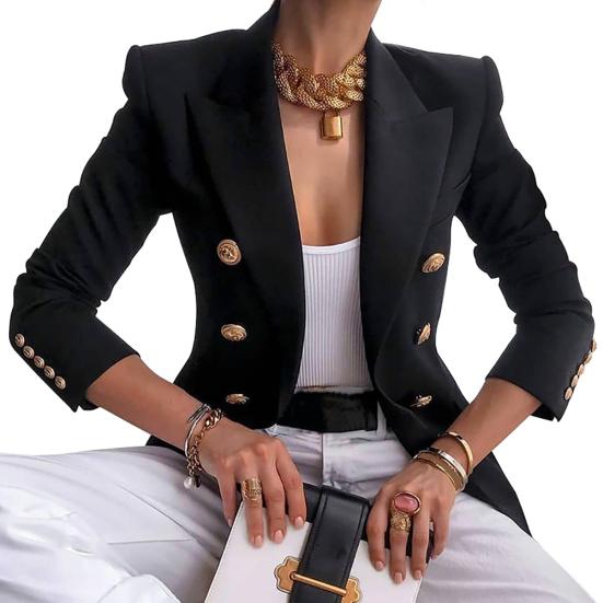 Женский осенний однотонный тонкий пиджак двубортный деловой пиджак L чёрный
Женский осенний однотонный тонкий пиджак двубортный деловой пиджак L чёрный