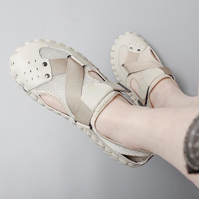 Мужские походные сандалии бежевого цвета с закрытым носком, серые пляжные туфли, сандалии ручной работы с широким носком, большой размер для отца EU:43 бежевый
Мужские походные сандалии бежевого цвета с закрытым носком, серые пляжные туфли, сандалии ручной работы с широким носком, большой размер для отца EU:43 бежевый