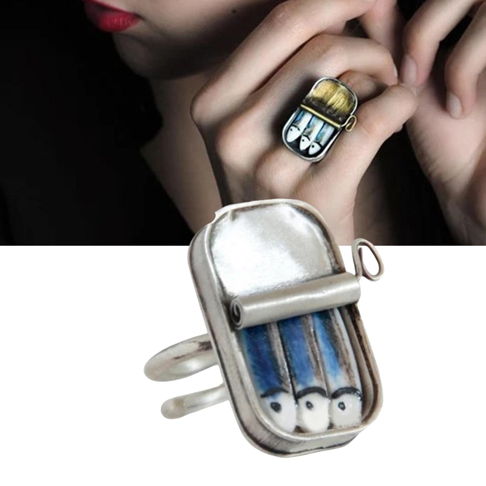 Unique Sardine Can Design Rings Accessory for Trendy Adults and Fashion Enthusiasts Craft of Sturdy Alloy Materials
Unique Sardine Can Design Rings Accessory for Trendy Adults and Fashion Enthusiasts Craft of Sturdy Alloy Materials