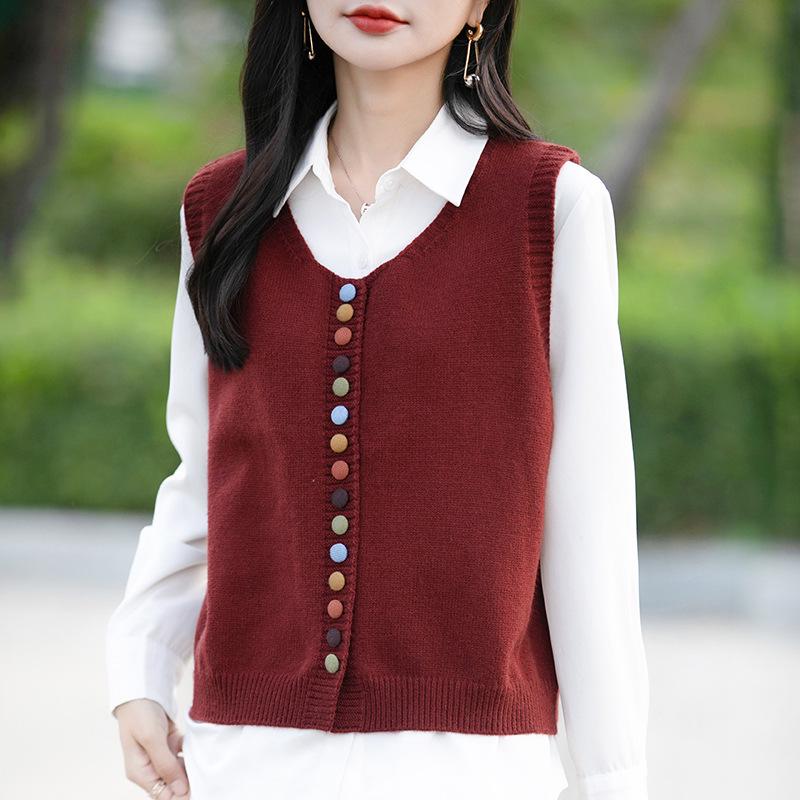 Женский вязаный жилет-кардиган с круглым вырезом и разноцветными пуговицами - Свободный свитер без рукавов для многослойности Extra Large
Женский вязаный жилет-кардиган с круглым вырезом и разноцветными пуговицами - Свободный свитер без рукавов для многослойности Extra Large